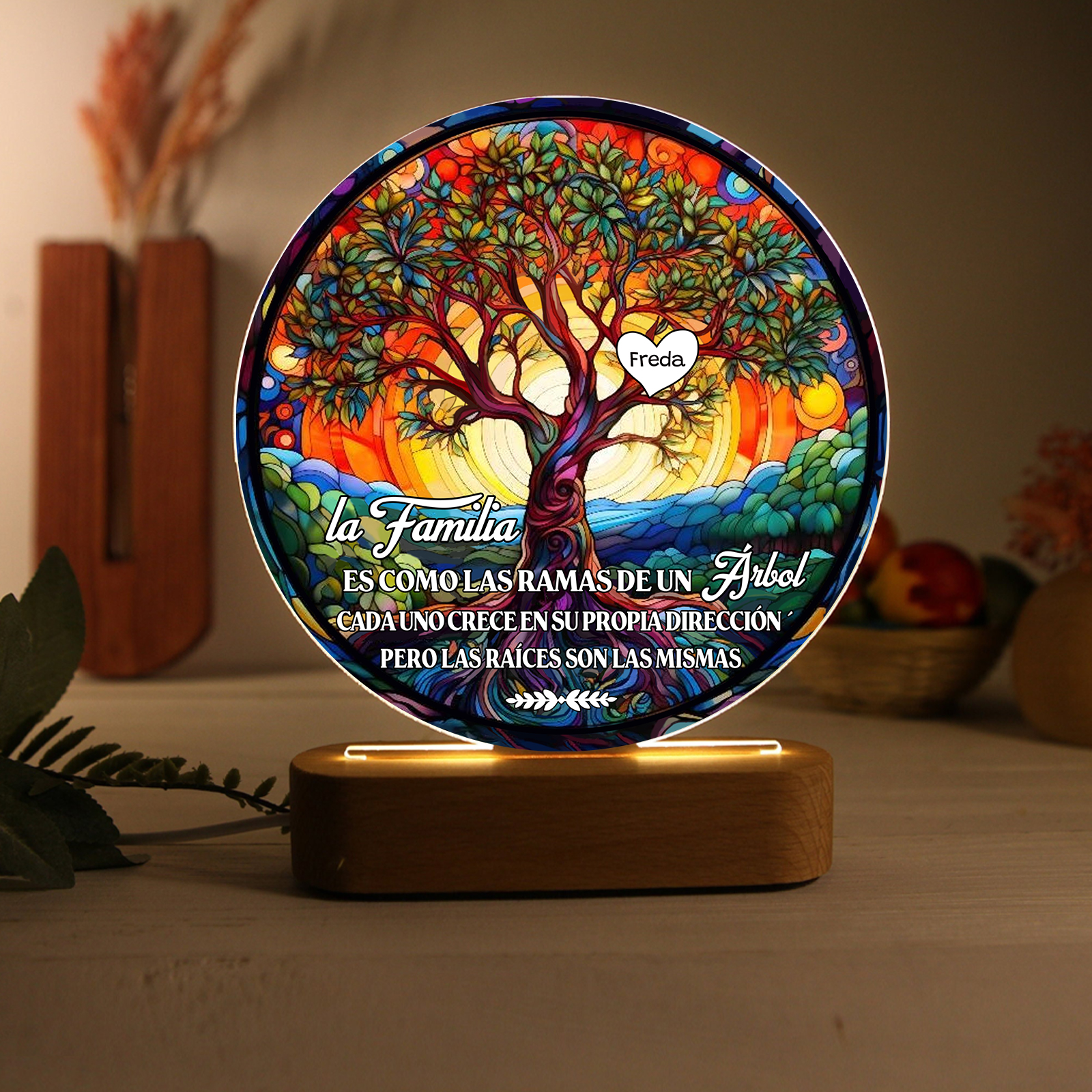 Lámpara de noche Árbol de la Vida para familia 1-8 nombres personalizados | Jessemade