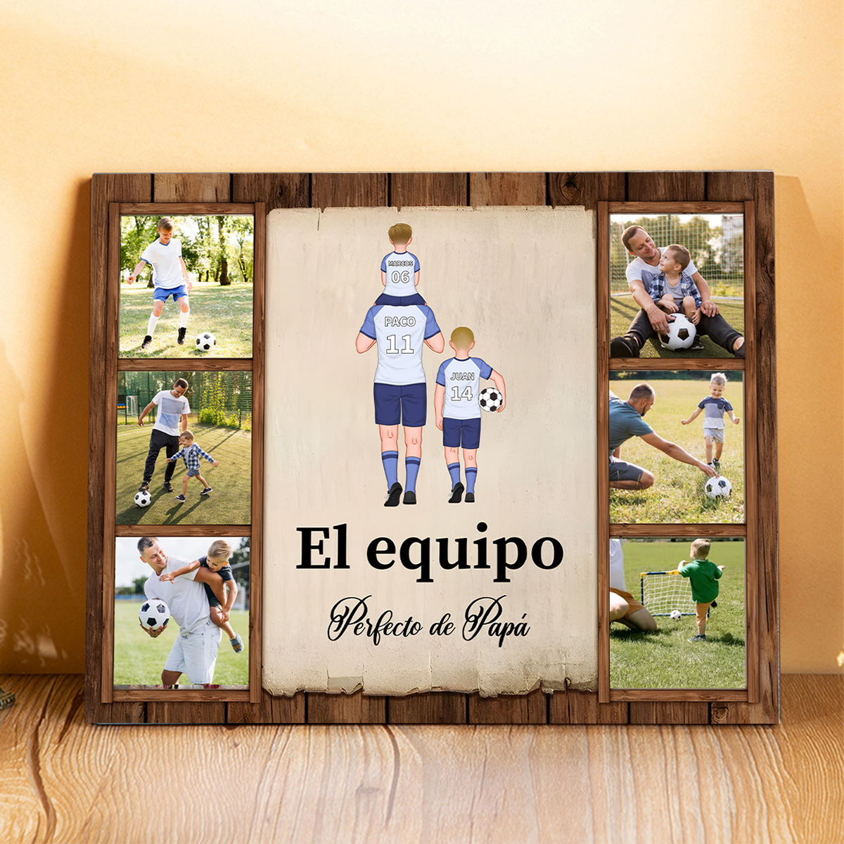 Lámina de Madera Personalizada con 2-9 Nombres y 6 Fotos | Regalo para Papá | Jessemade ES