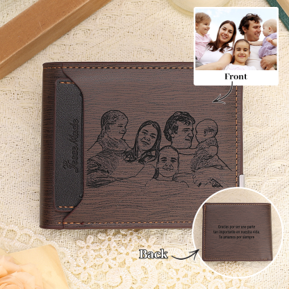 Cartera, billetera con 1 foto y 3 textos personalizados, monedero clásico para hombre | Jessemade