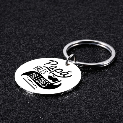 A mi papá-Llavero de placa redonda "Papá vales millones"