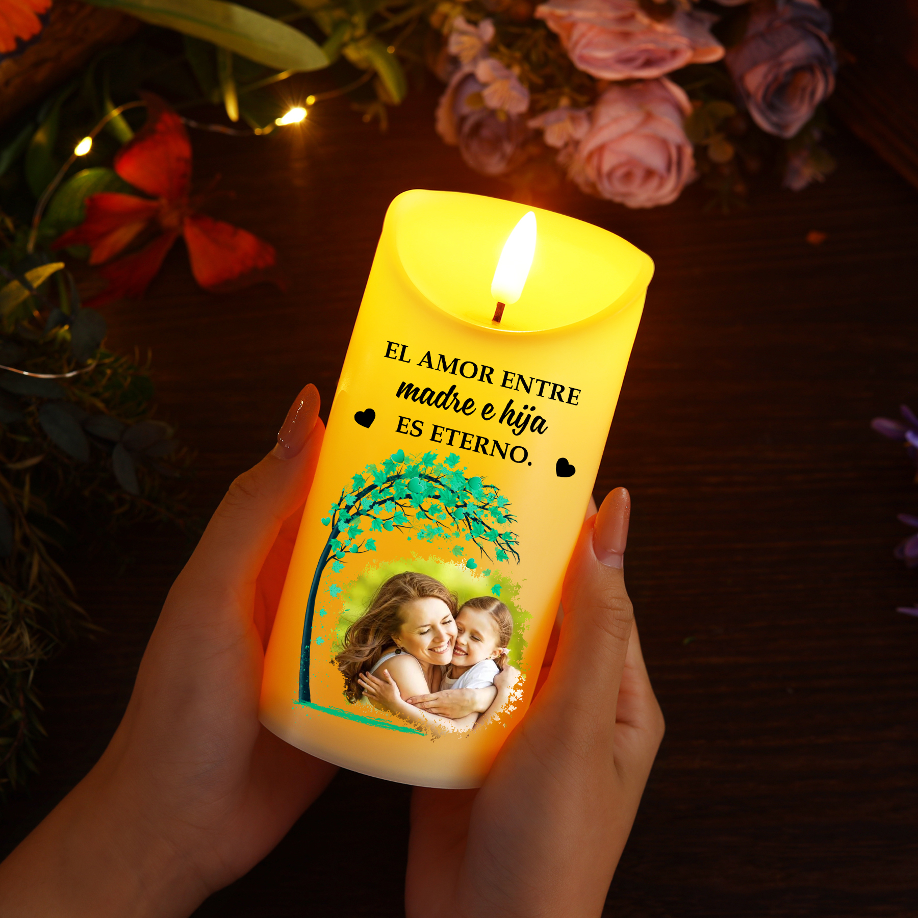 A mi mamá-Vela electrónica madre e hijos 1 foto personalizada | Jessemade