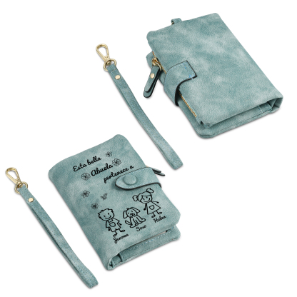 A mi abuela-Cartera, billetera con dibujos seleccionados 3 nombres personalizados monedero clásico para mujer | Jessemade