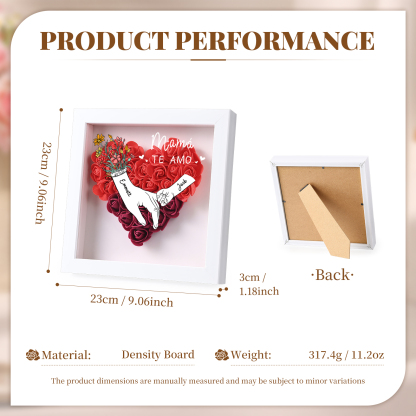 A mi mamá/abuela-Marco de flores de madera mano con mano personalizado con 2 nombres y 1 texto | Jessemade