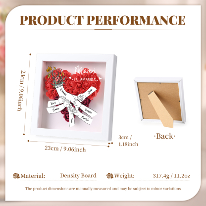 A mi mamá/abuela-Marco de flores de madera mano con mano personalizado con 7 nombres y 1 texto | Jessemade