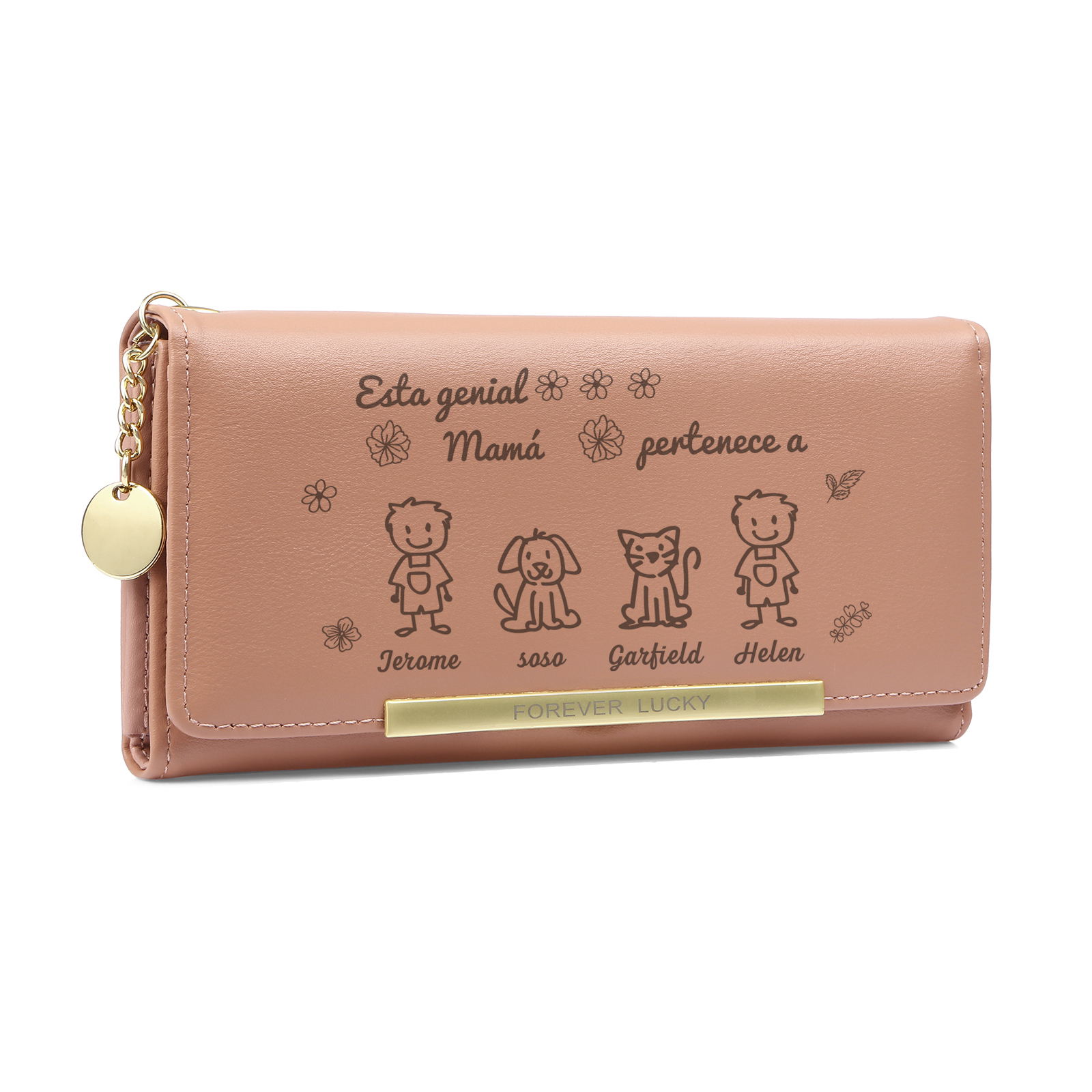 A mi mamá-Cartera con dibujos seleccionados 4 nombres personalizados billetera para mujer | Jessemade