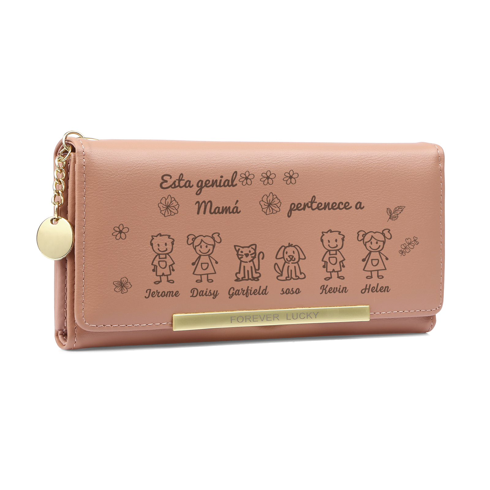 A mi mamá-Cartera con dibujos seleccionados 6 nombres personalizados billetera para mujer | Jessemade