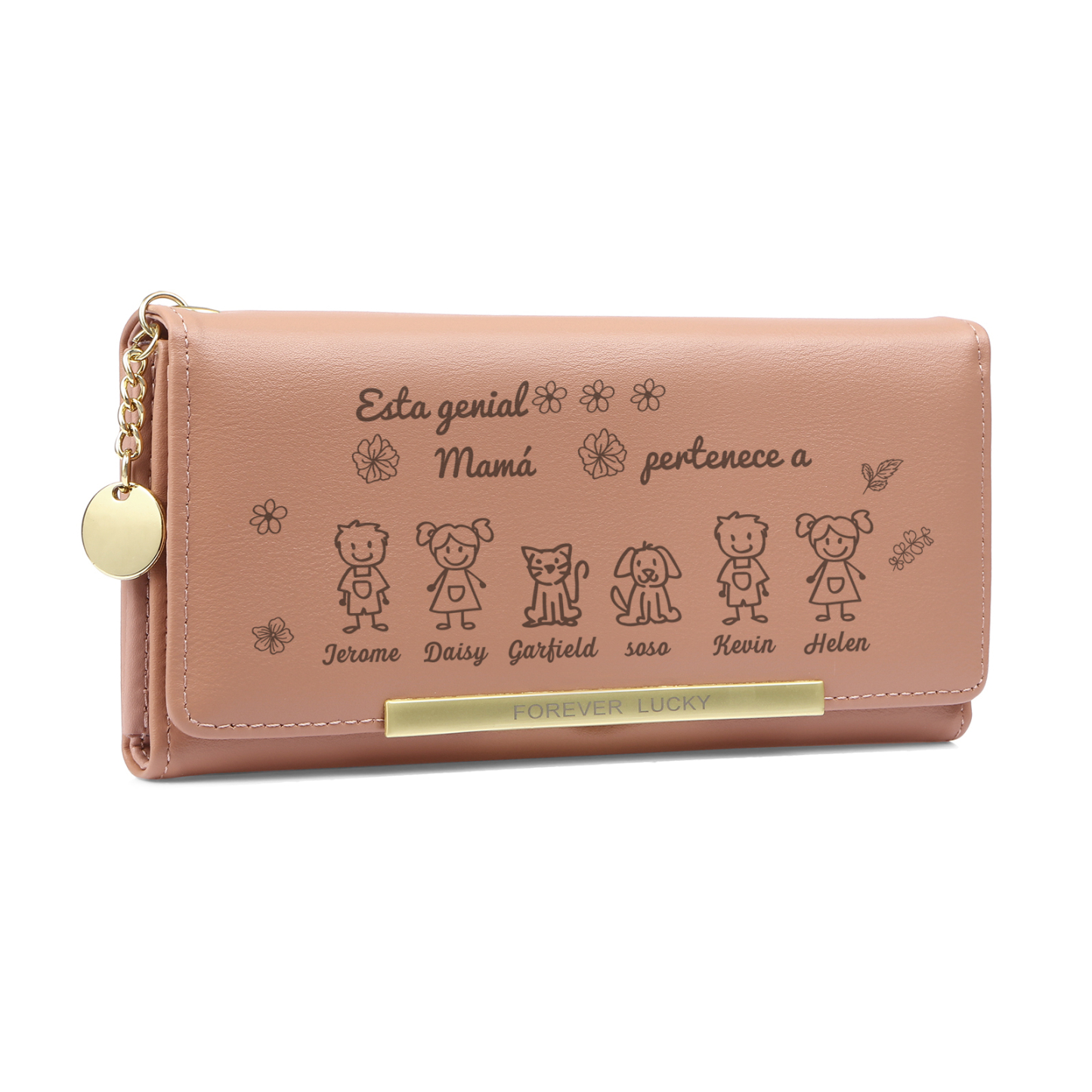 A mi mamá-Cartera con dibujos seleccionados 6 nombres personalizados billetera para mujer | Jessemade