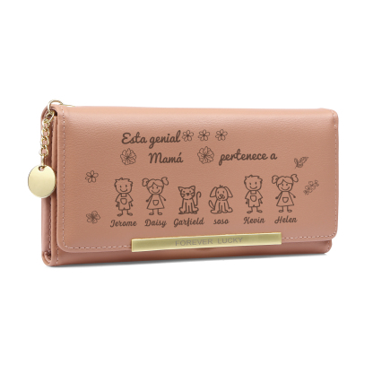 A mi mamá-Cartera con dibujos seleccionados 6 nombres personalizados billetera para mujer | Jessemade