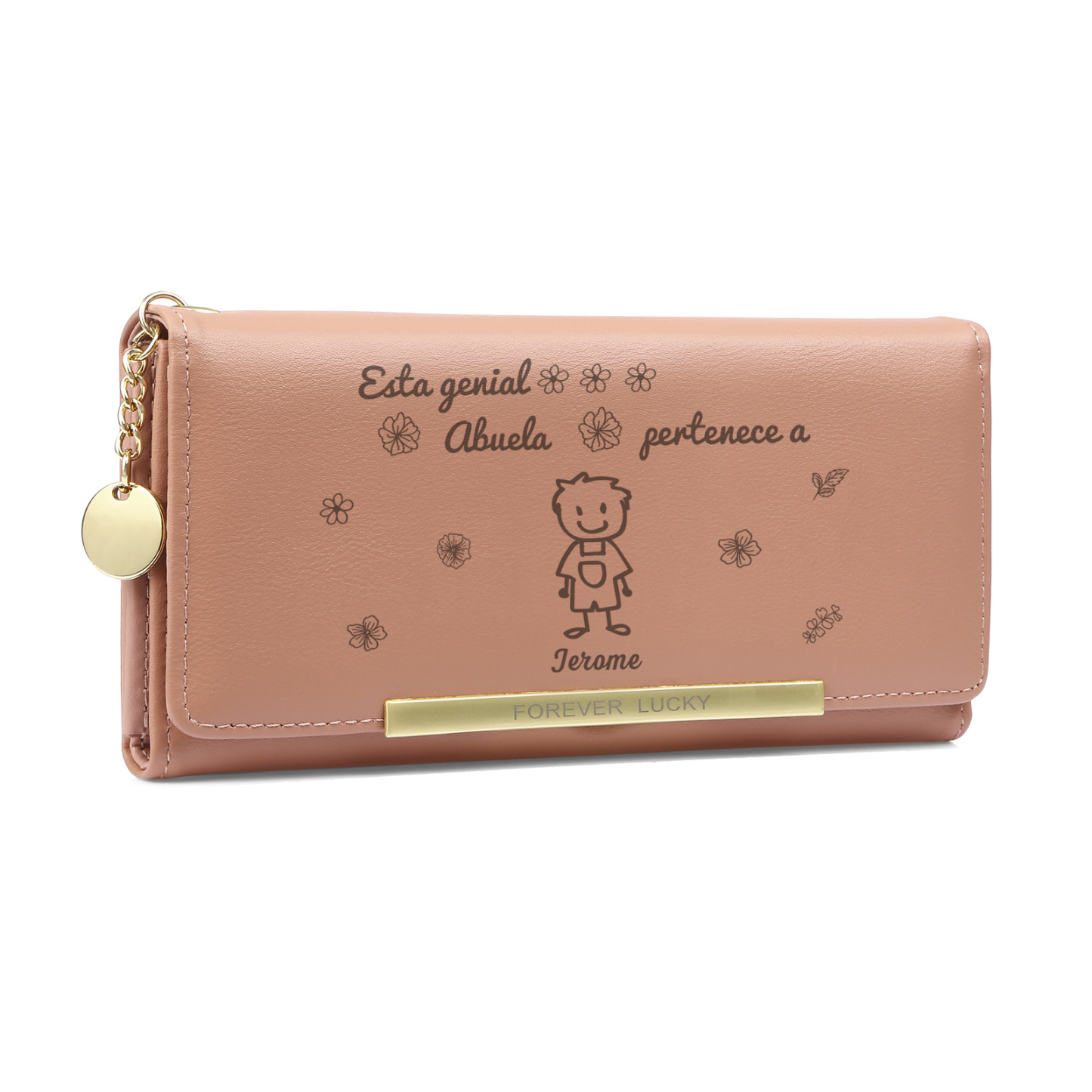 A mi abuela-Cartera con dibujos seleccionados 1 nombre personalizado billetera para mujer | Jessemade