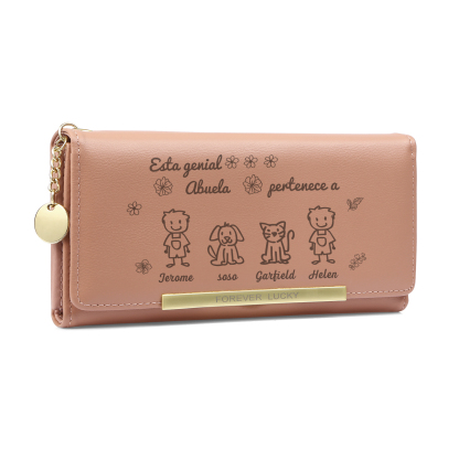 A mi abuela-Cartera con dibujos seleccionados 4 nombres personalizados billetera para mujer | Jessemade