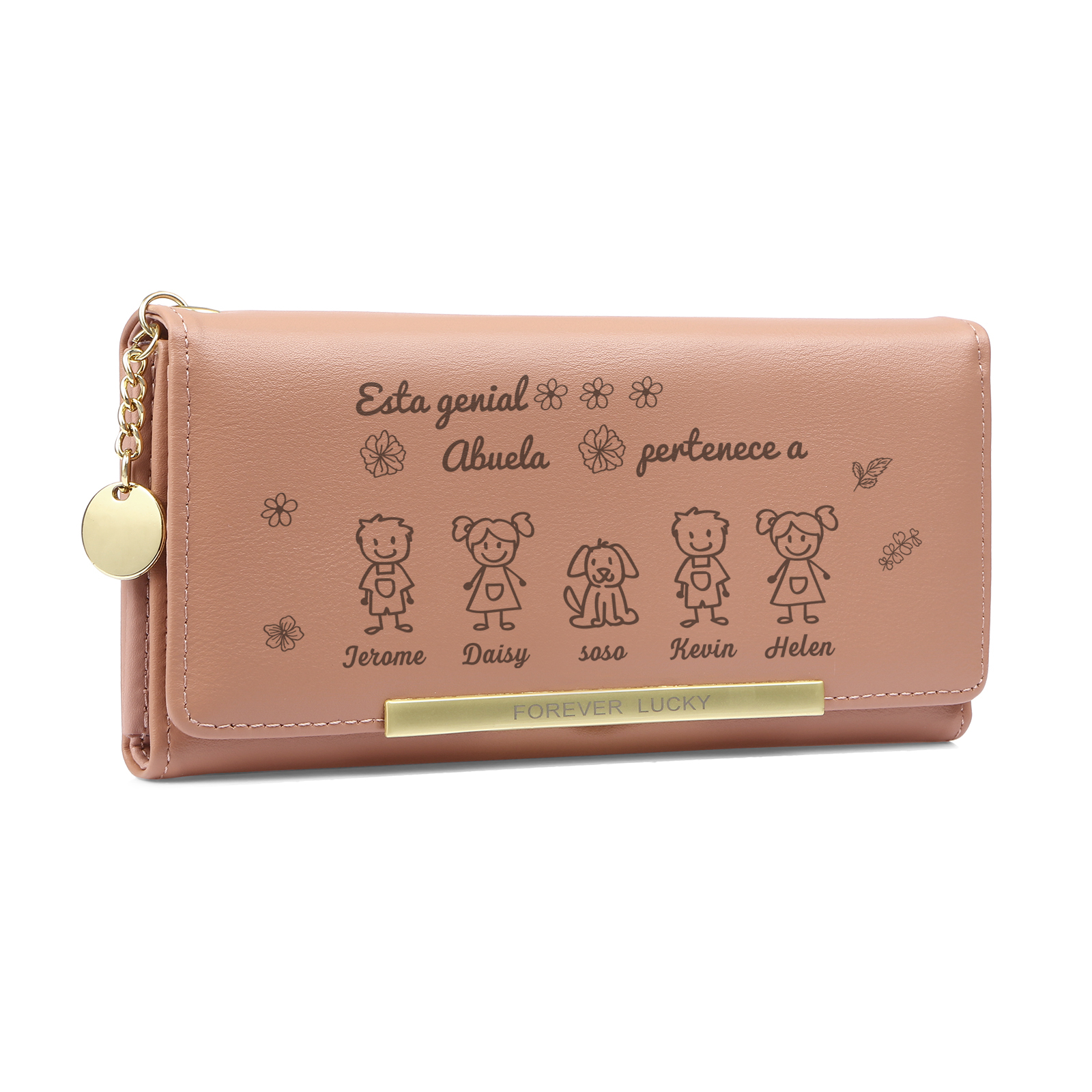A mi abuela-Cartera con dibujos seleccionados 5 nombres personalizados billetera para mujer | Jessemade