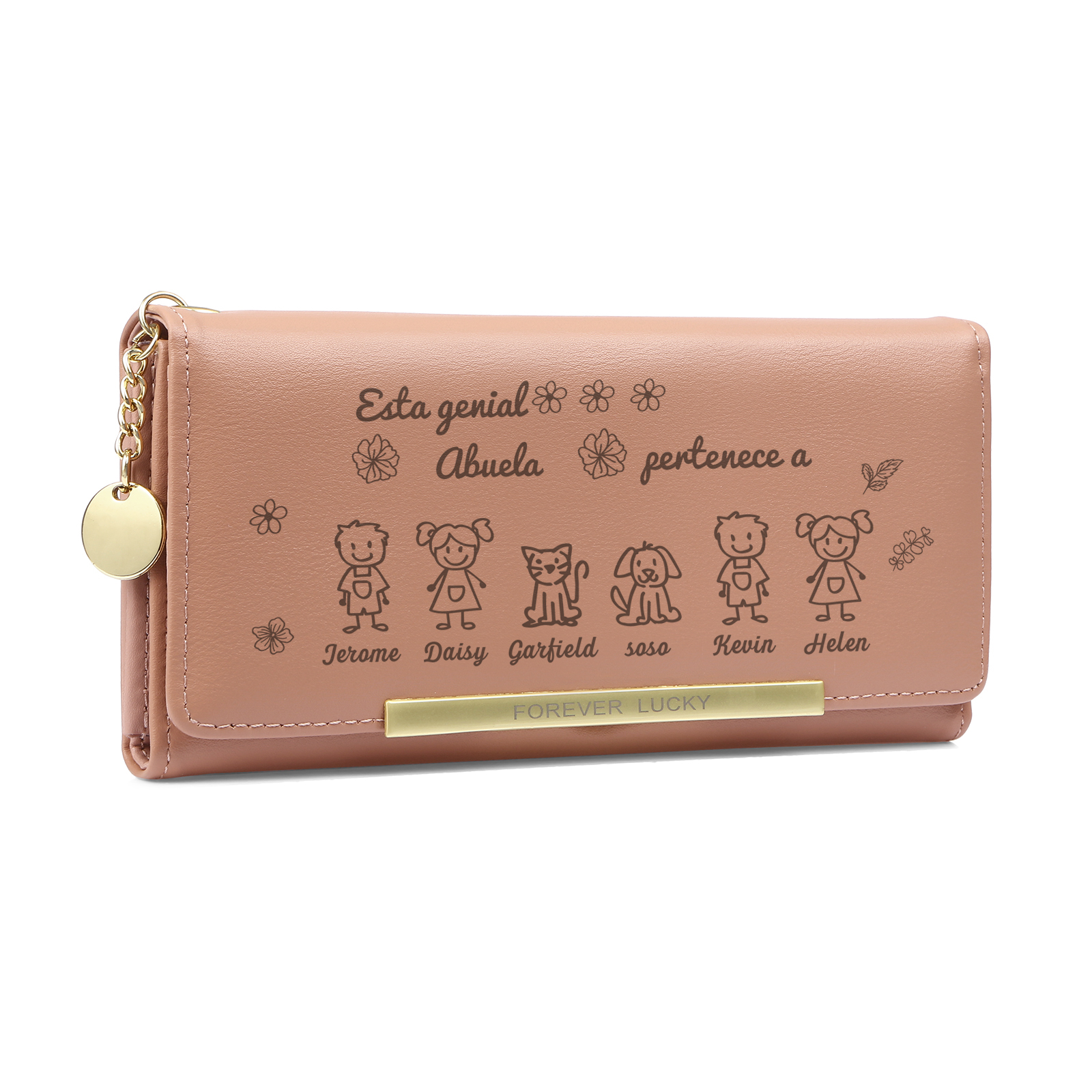 A mi abuela-Cartera con dibujos seleccionados 6 nombres personalizados billetera para mujer | Jessemade