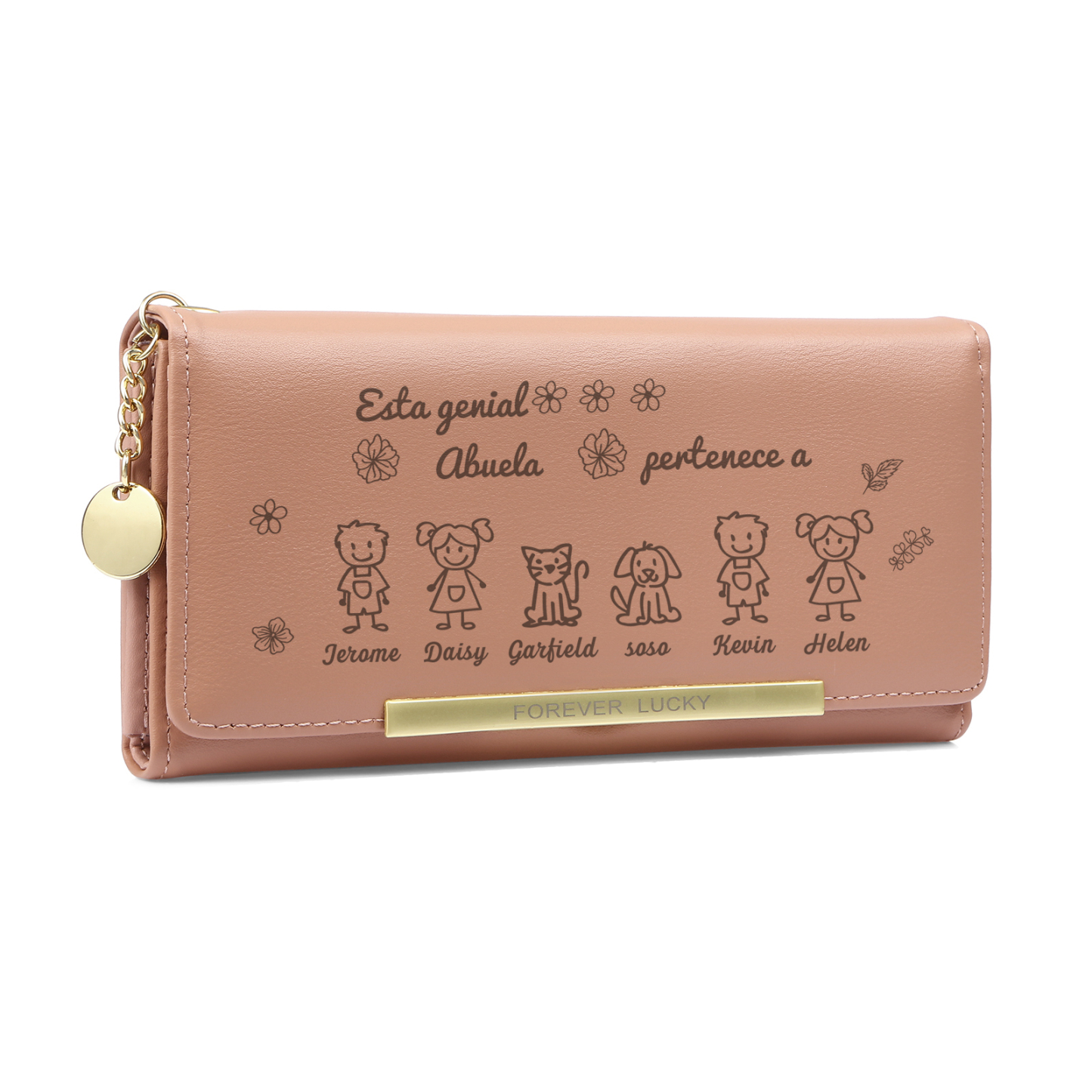 A mi abuela-Cartera con dibujos seleccionados 6 nombres personalizados billetera para mujer | Jessemade