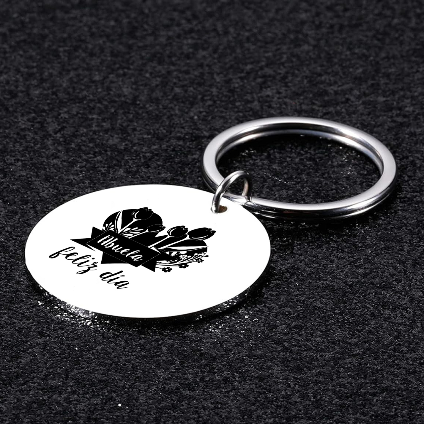 A mi abuela - Llavero de placa redonda "Abuela feliz día"