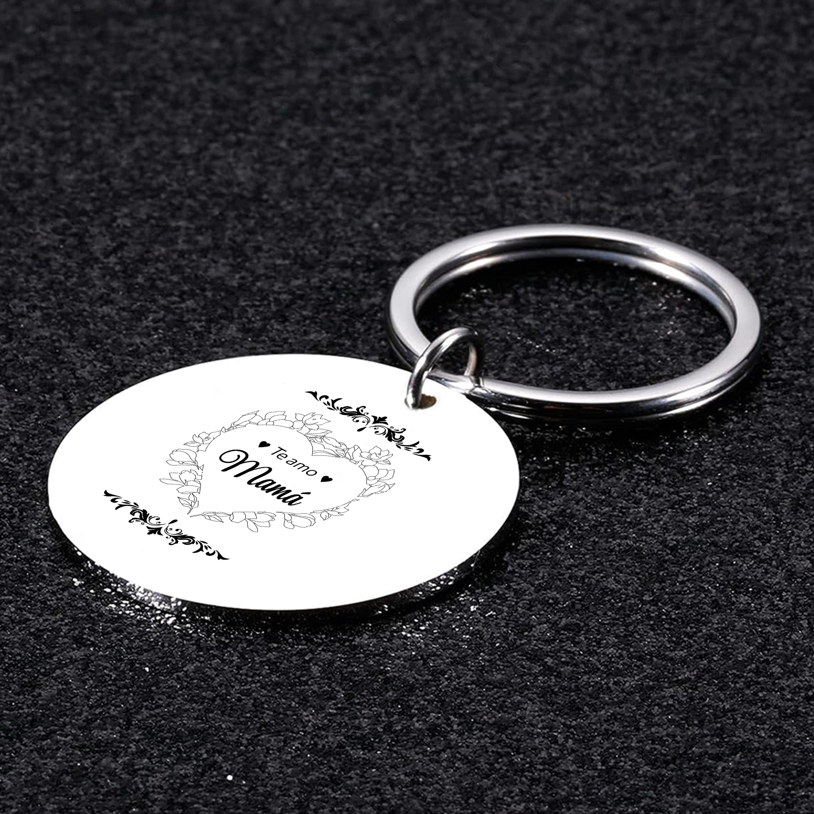 A mi mamá - Llavero de placa redonda "Te amo mamá"