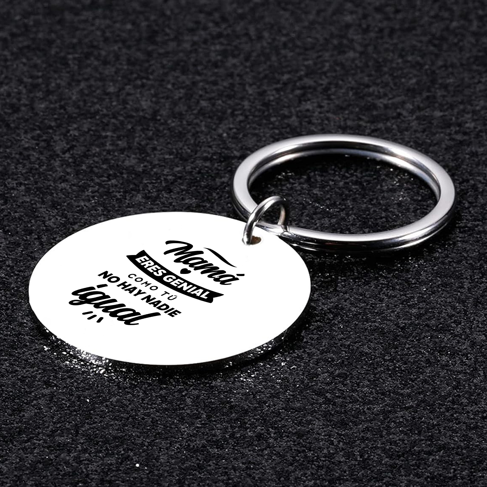 A mi mamá - Llavero de placa redonda "Mamá eres genial como tú no hay nadie igual"