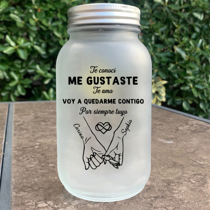Tarro tipo Mason con luces de hadas personalizado para pareja con promesa con el meñique