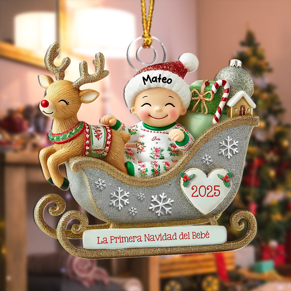 Adorno de trineo personalizado para la primera Navidad del bebé