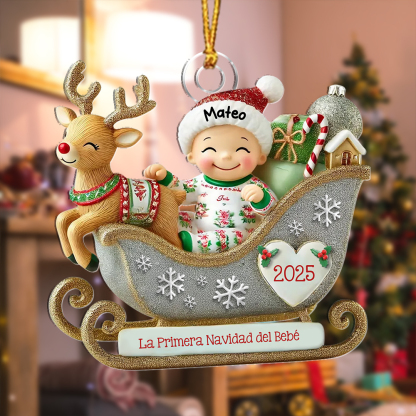 Adorno de trineo personalizado para la primera Navidad del bebé