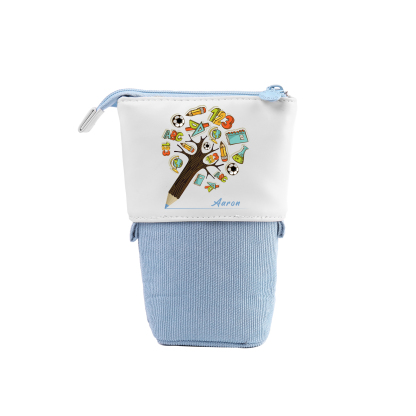 Estuche personalizado con nombre con diseños coloridos de árbol de ciencia para niños