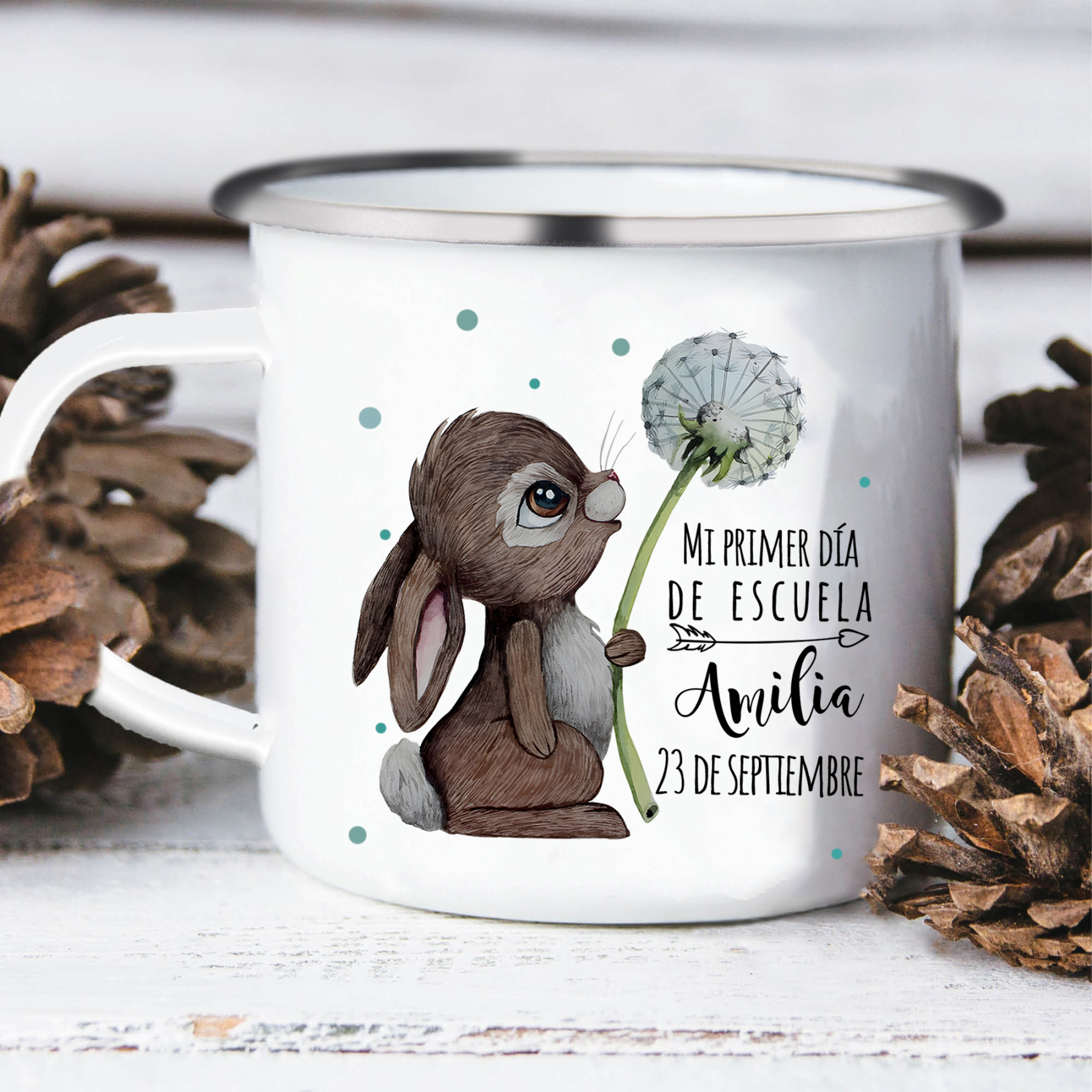 [Copy]Vuelta al cole-Taza para niños "conejita" con 1 nombre personalizado