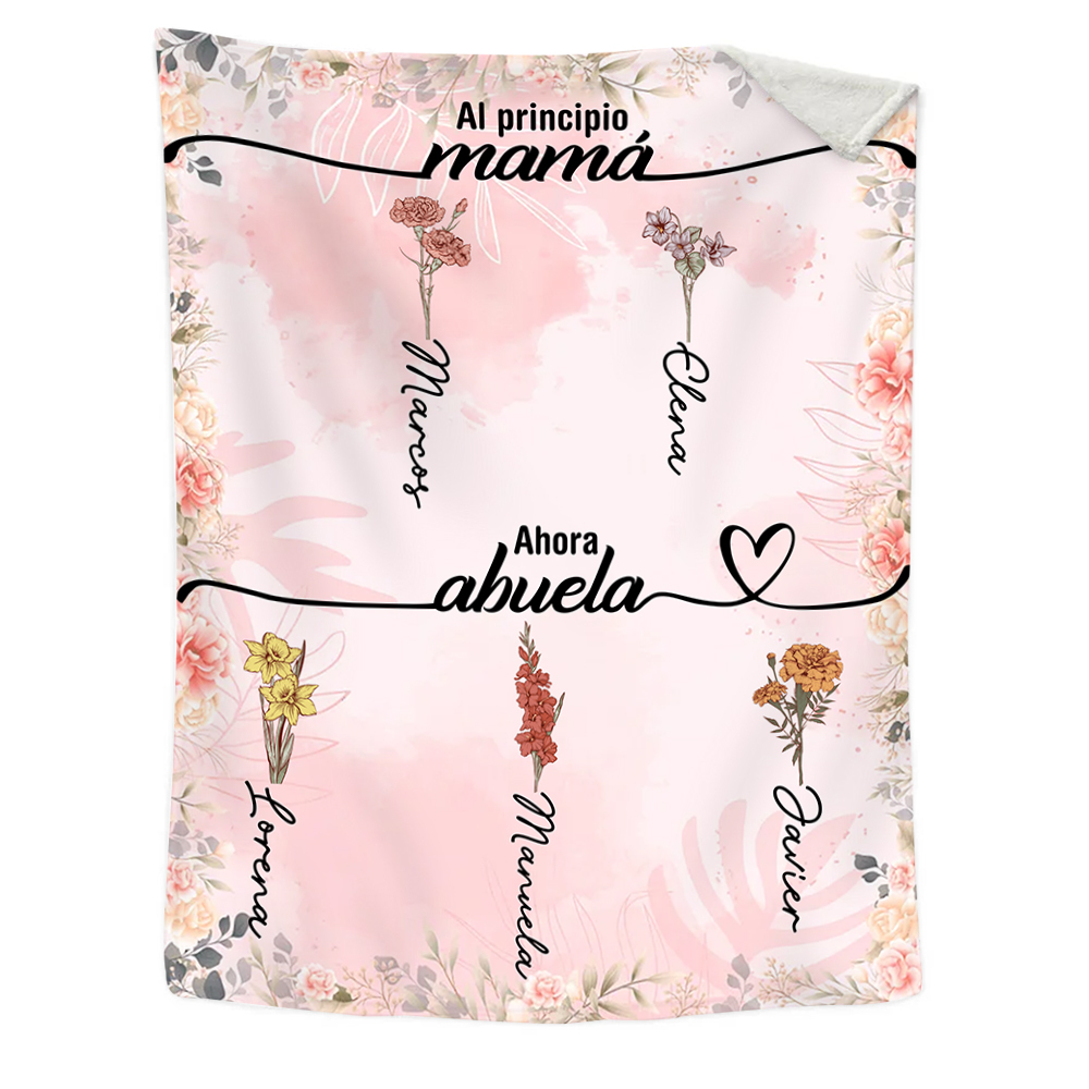 A mi abuela-Manta de buen calidad personalizada con 2-12 nombres y flores | Jessemade