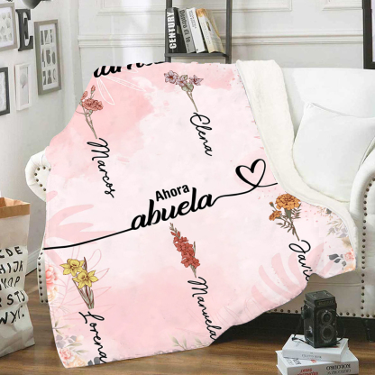 A mi abuela-Manta de buen calidad personalizada con 2-12 nombres y flores | Jessemade