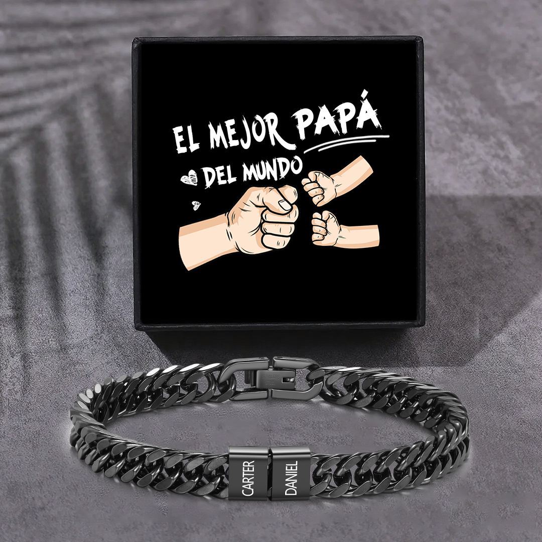 Pulsera personalizada con 2-6 nombres para hombre con grabado personalizado - regalo para padre abuelo | Jessemade