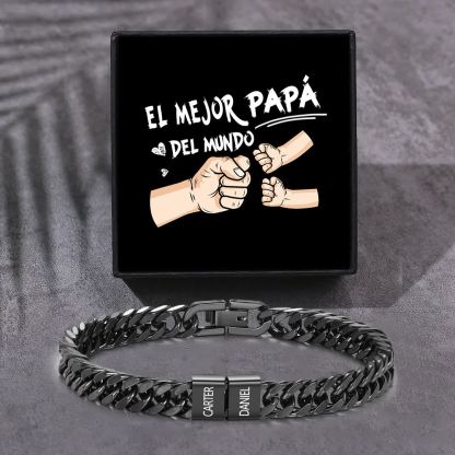 Pulsera personalizada con 2-6 nombres para hombre con grabado personalizado - regalo para padre abuelo | Jessemade