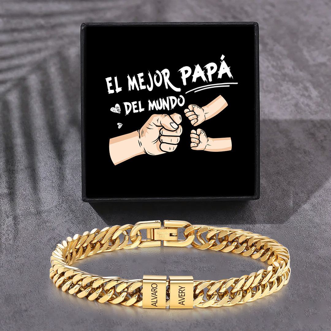 Pulsera personalizada con 2-6 nombres para hombre con grabado personalizado - regalo para padre abuelo | Jessemade