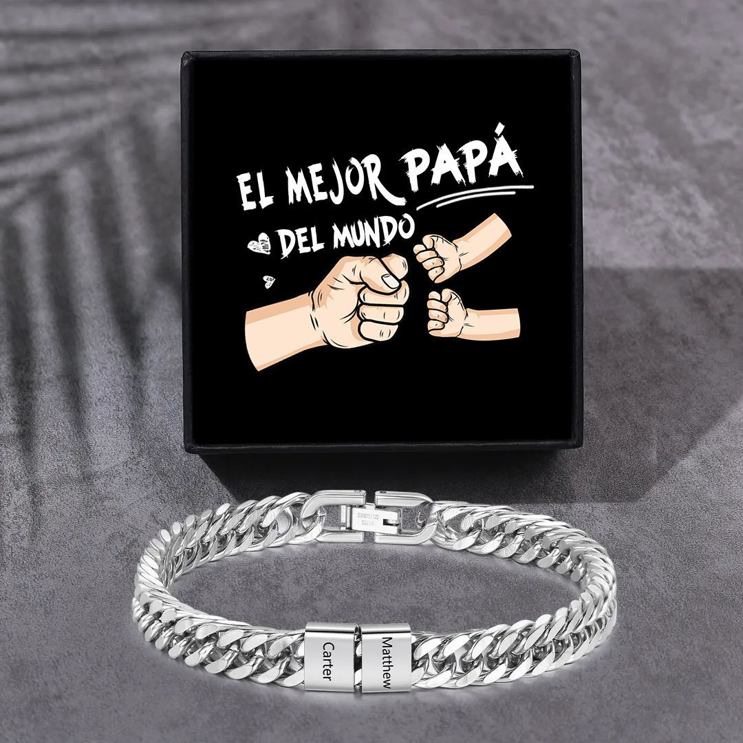 Pulsera personalizada con 2-6 nombres para hombre con grabado personalizado - regalo para padre abuelo | Jessemade