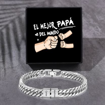 Pulsera personalizada con 2-6 nombres para hombre con grabado personalizado - regalo para padre abuelo | Jessemade