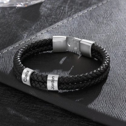 A MI PAPÁ-Pulsera de cuero trenzado 1-7 aros con 1-7 nombres personalizados pulsera de hombre 