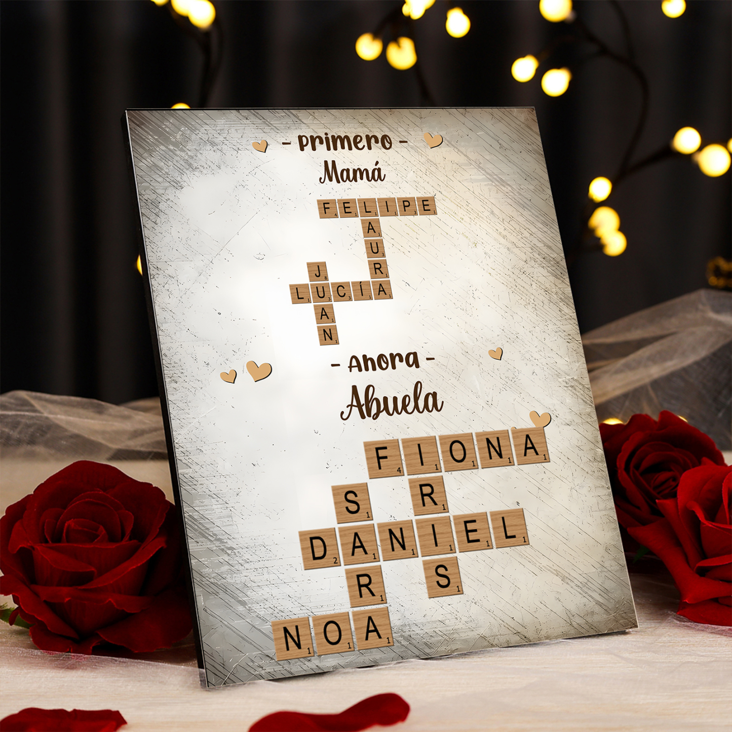 A mi abuela-Lámina crucigrama marco de madera 1-12 nombres personalizados | Jessemade