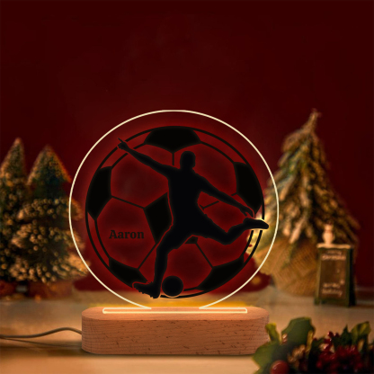 [Copy]Lámpara Ilusión 3D Luz de Noche LED Silueta de Chico con Fútbol con Nombre Personalizado