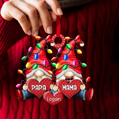 Navidad-Ornamento de duendes y corazones de madera para familia 3 nombres personalizados | Jessemade