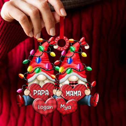 Navidad-Ornamento de duendes y corazones de madera para familia 4 nombres personalizados | Jessemade