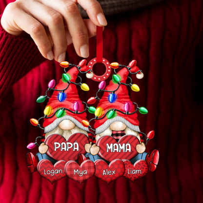 Navidad-Ornamento de duendes y corazones de madera para familia 6 nombres personalizados | Jessemade