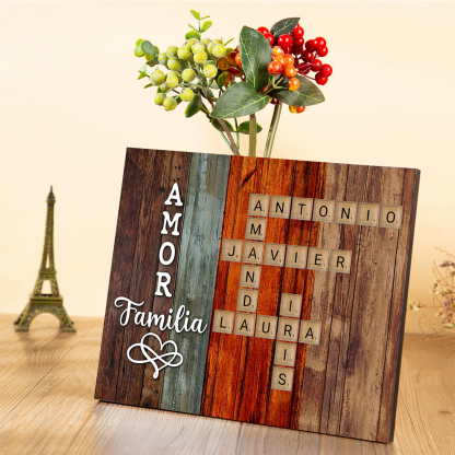 A familia - Lámina crucigrama de 1-12 nombres personalizados marco de madera | Jessemade