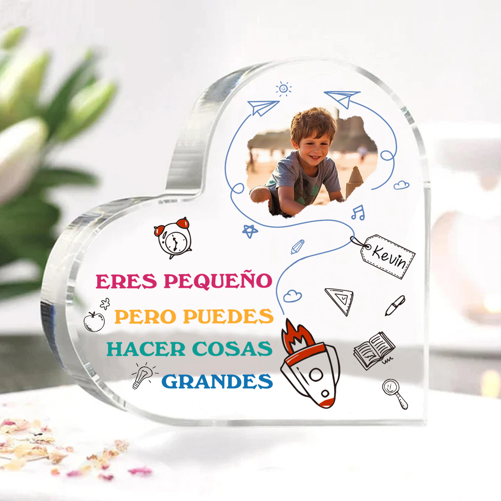 VueltaPlaca de acrílico en forma de corazón papá e hija con 2 nombres 