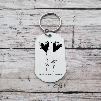 Llavero para pareja dos corazones personalizado con 2 nombres y foto | Jessemade