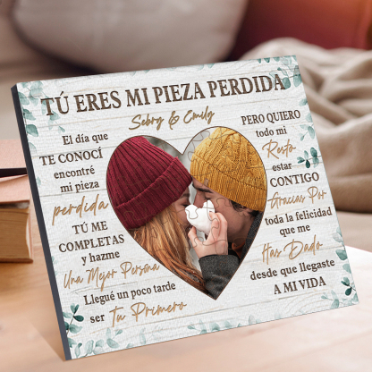 Lámina corazón y rompecabezas marco de madera para pareja personalizado con texto y foto | Jessemade