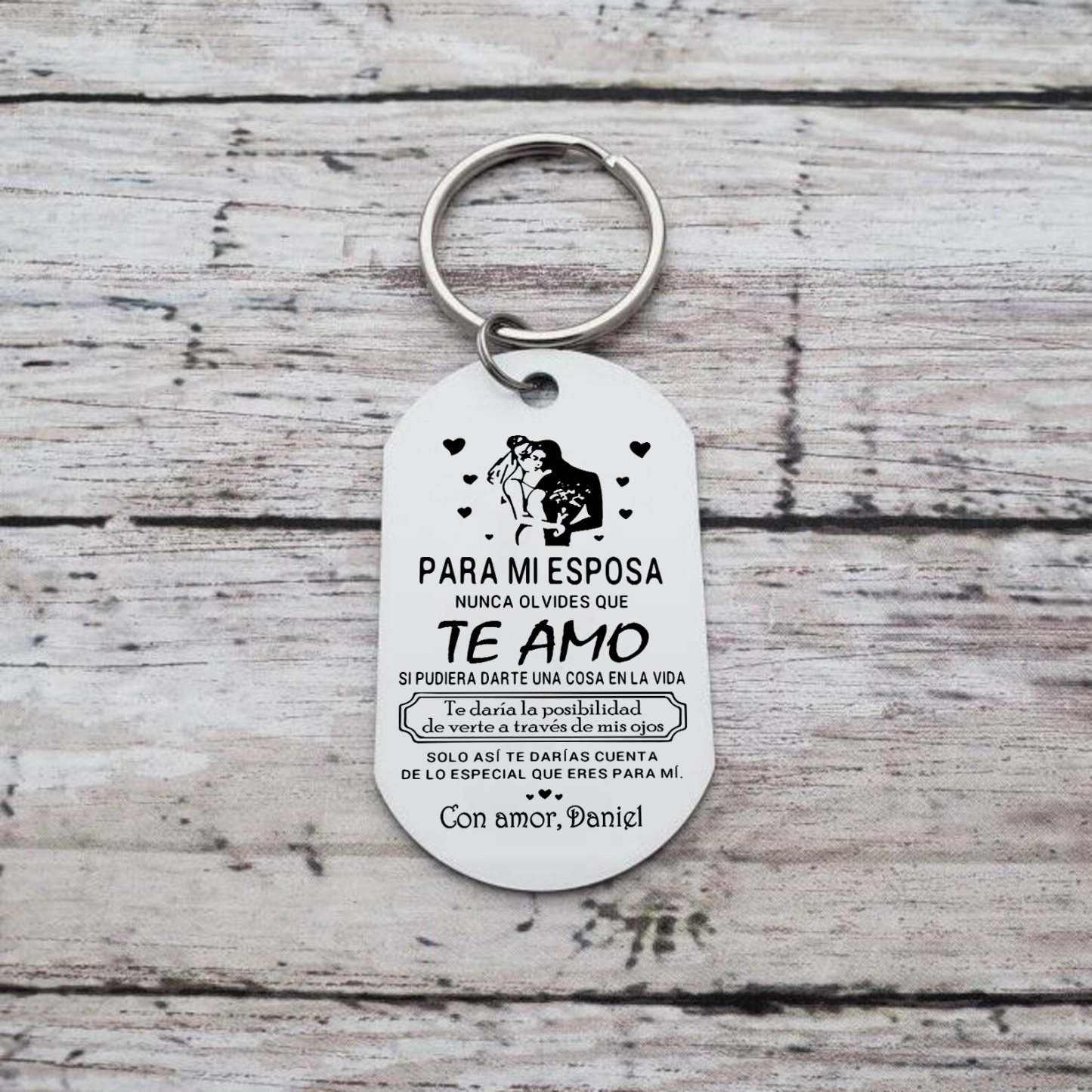 Llavero para pareja con frases amorosos personalizado con 1 nombre y foto | Jessemade