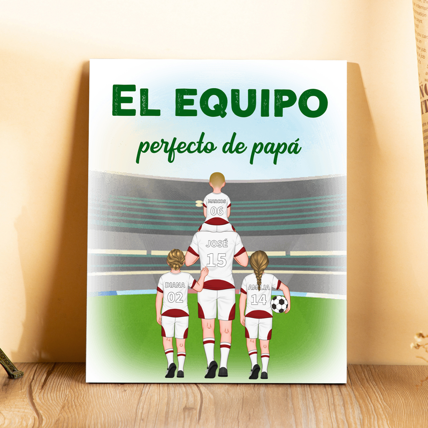 Lámina de Madera Personalizada | 2-9 Nombres y Números | Regalo para Papá Futbolero | Jessemade ES