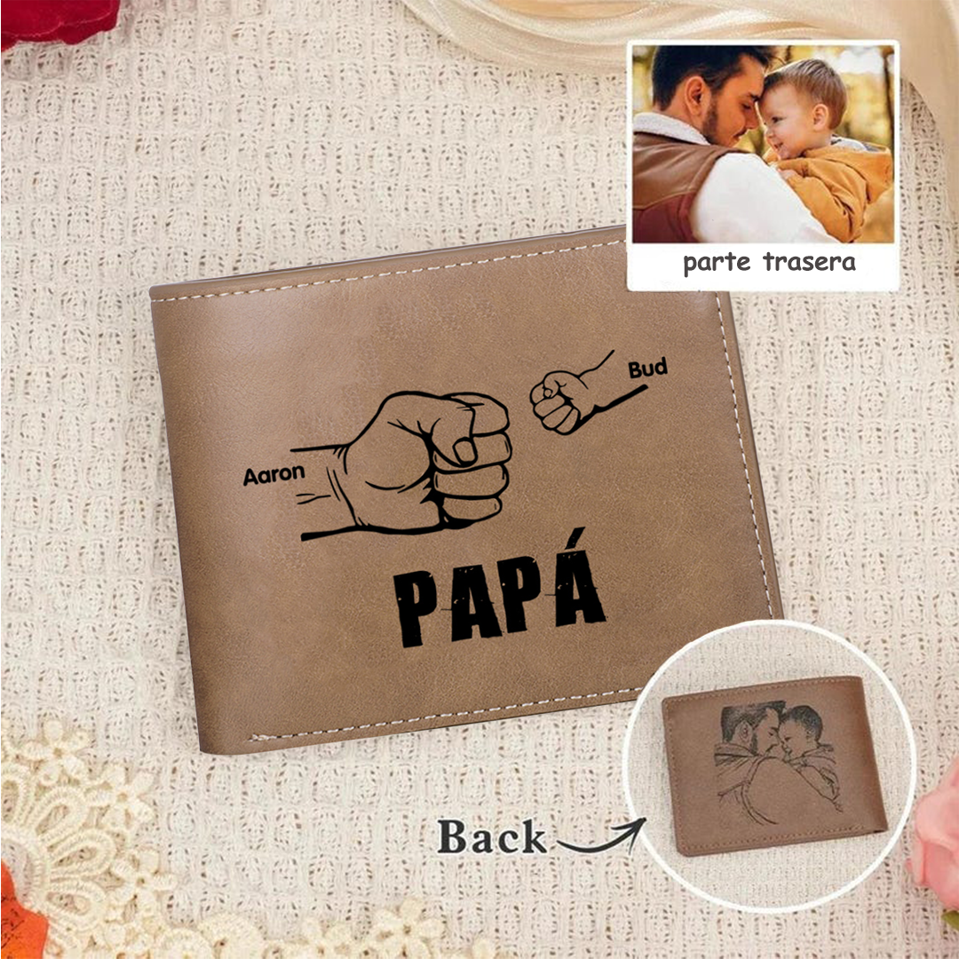 A mi papá-Cartera puño a puño 2-5 nombres y foto personalizados billetera clásica para hombre | Jessemade