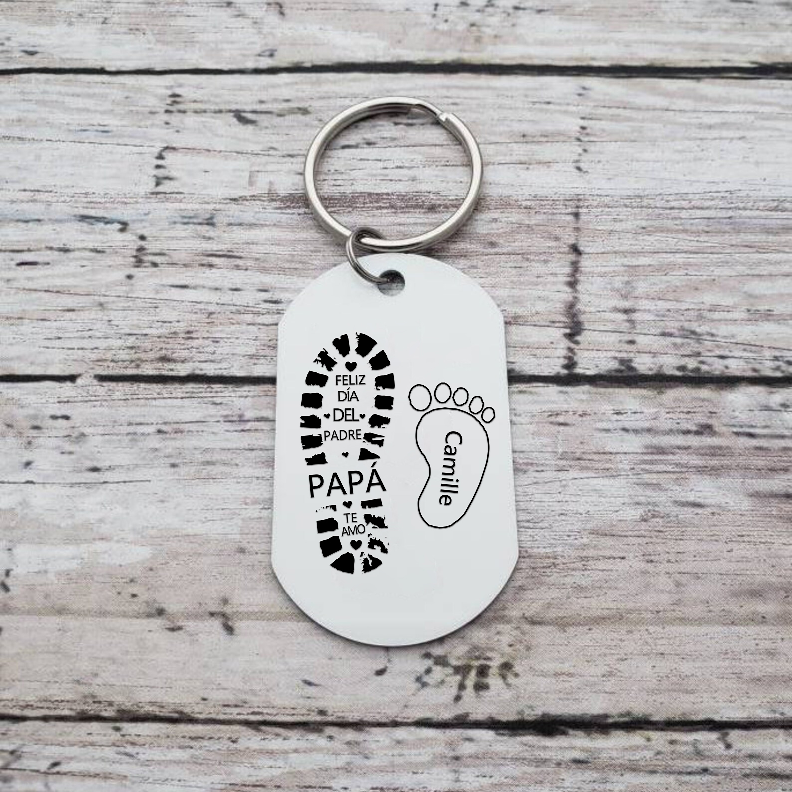 A mi papá-Llavero 1-5 Nombres Personalizados Huellas de Pie