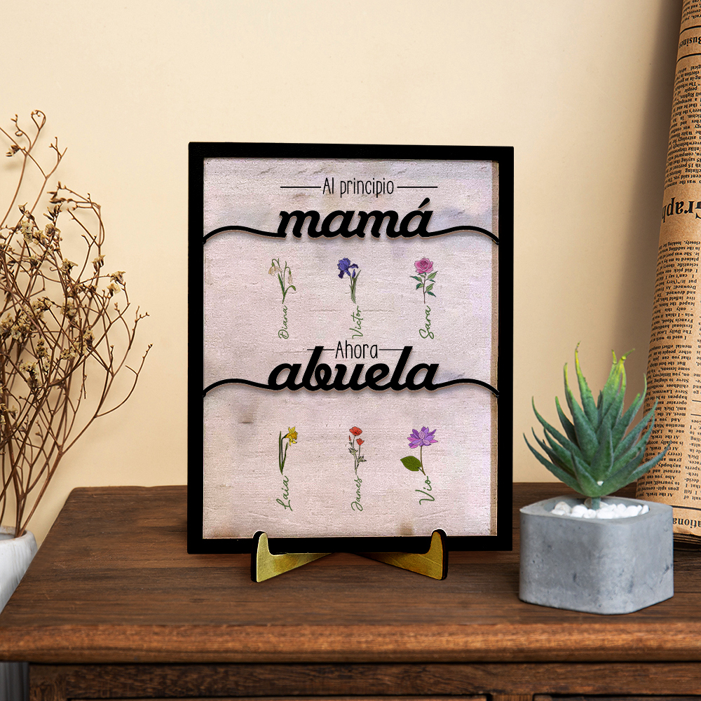 A mi abuela-Decoración de madera 2-12 nombres y flores de nacimiento personalizados | Jessemade