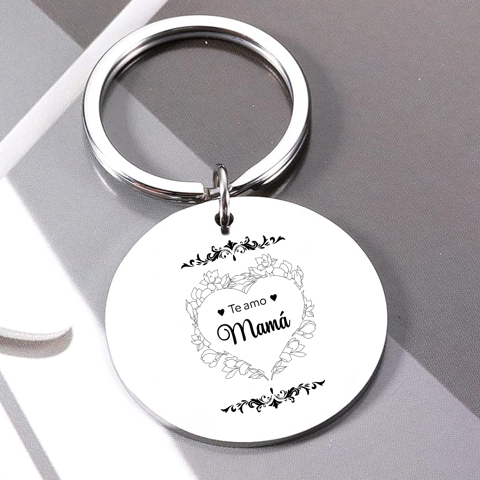 A mi mamá - Llavero de placa redonda "Te amo mamá"