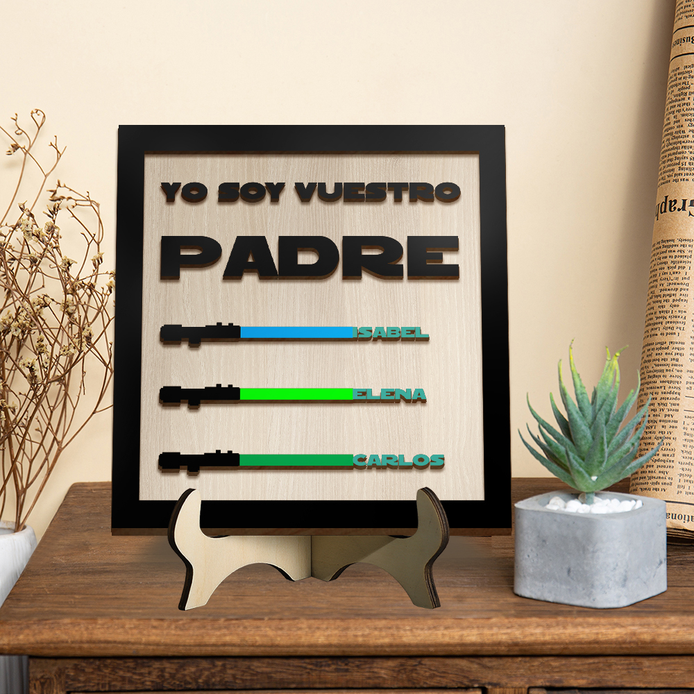 Decoración de Madera con Nombres Grabados para Abuelo – Adorno Único para Día de los Abuelos, Ideal para el Mejor Abuelo