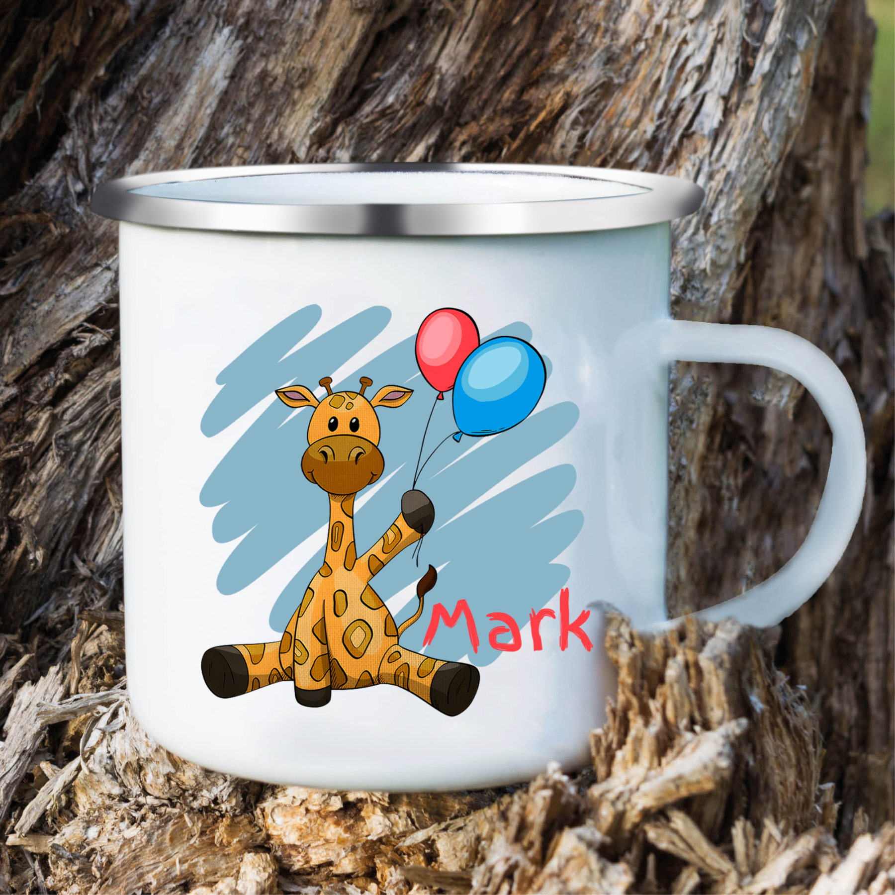 Vuelta al cole-Taza para niños "girafa" con 1 nombre personalizado